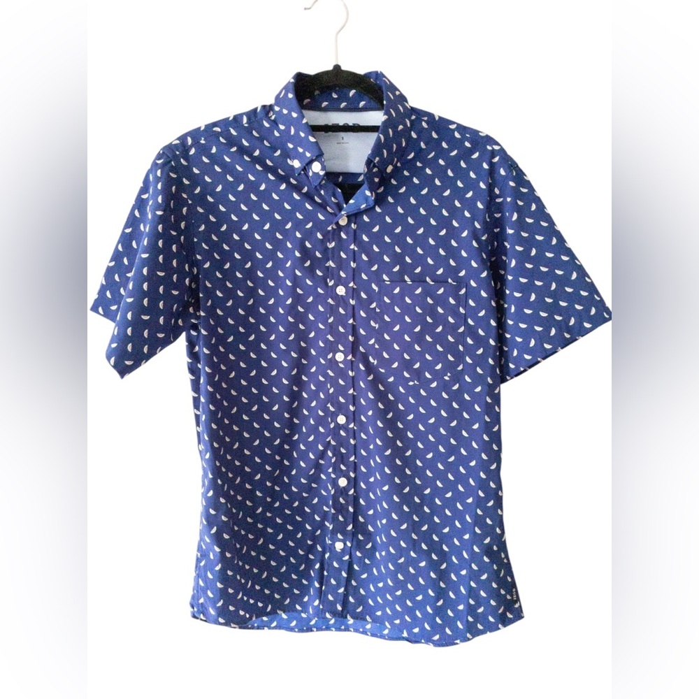 Izod Watermelon Print Blue Short Sleeve Button Down SZ S